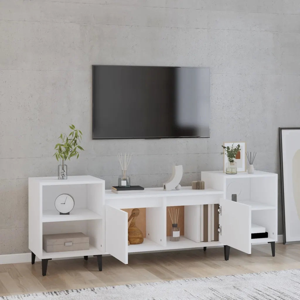 Mobile Porta TV-Credenza TV Bianco 160x35x55 cm in Legno Multistrato