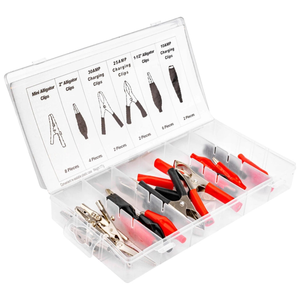 Kit 24 Morsetti Alligatore Assortimento Mollette Coccodrillo 6 dimensioni