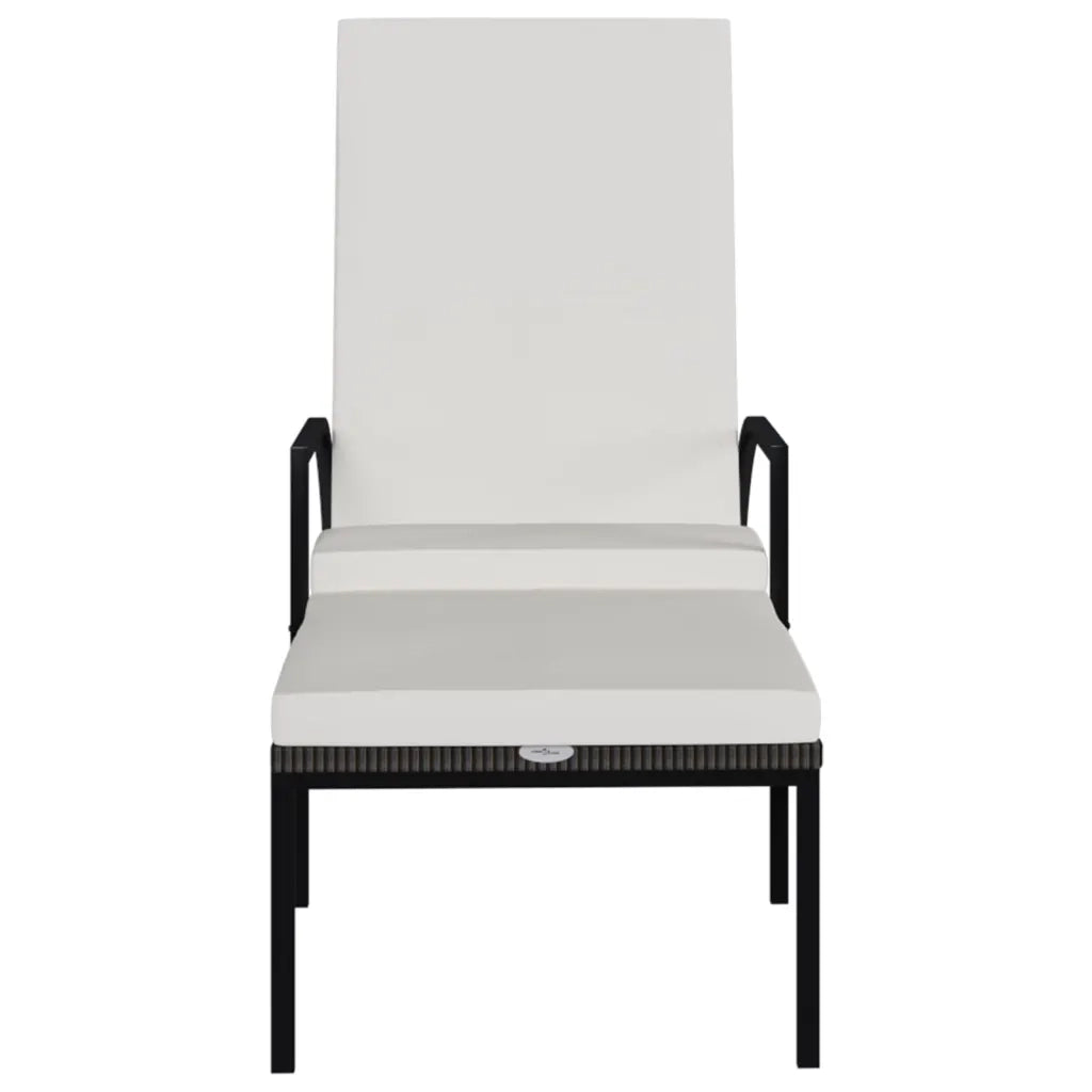 Lettino Prendisole con Poggiapiedi in Rattan PE Marrone cod mxl 23234