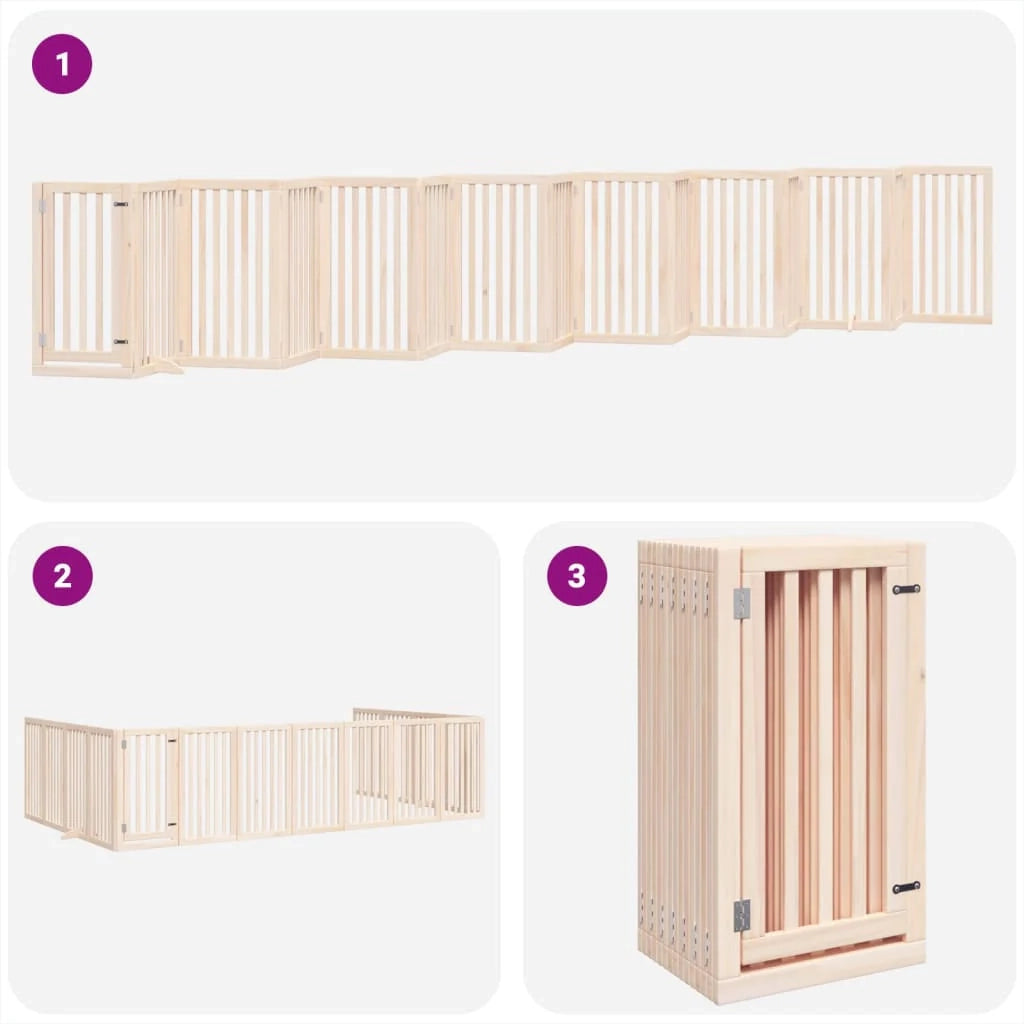 Cancelletto di sicurezza per animali domestici porta pieghevole 15 pannelli legno di pioppo marrone 02_0023200