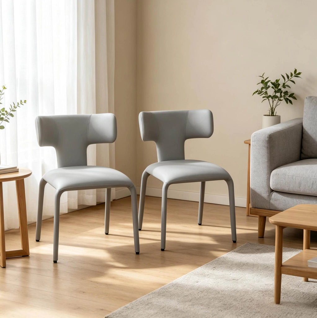 Set di 2 sedie con ruote in similpelle grigia