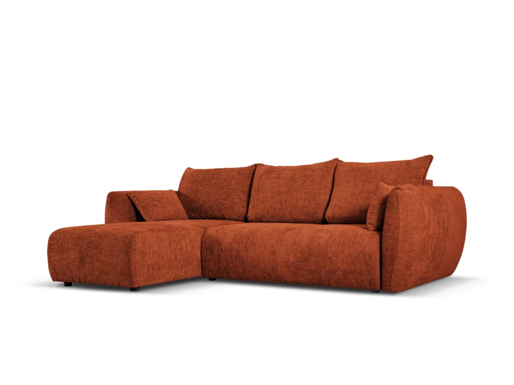 Cosmopolitan Design - Divano convertibile angolare sinistro con contenitore "Matera" 4 posti in ciniglia terracotta 