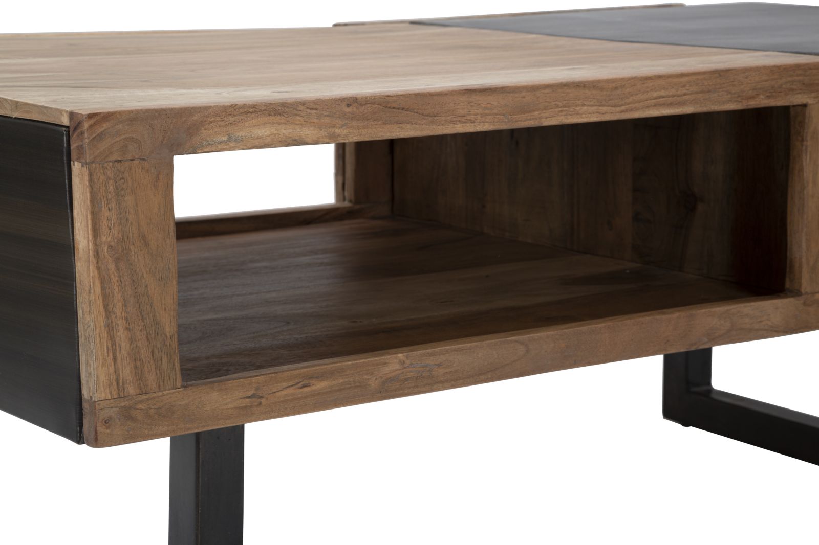 Tavolo da Caffé Rettangolare Mumbai 110x60x43 cm in Legno di Acacia e in Ferro Marrone e Nero