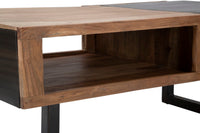 Tavolo da Caffé Rettangolare Mumbai 110x60x43 cm in Legno di Acacia e in Ferro Marrone e Nero