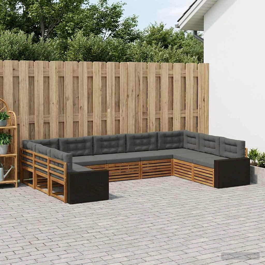Set di divani da esterno 9 pz Naturale e Antracite 3383845