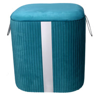 Set  3 Pouf Contenitore in Tessuto Velluto Turchese
