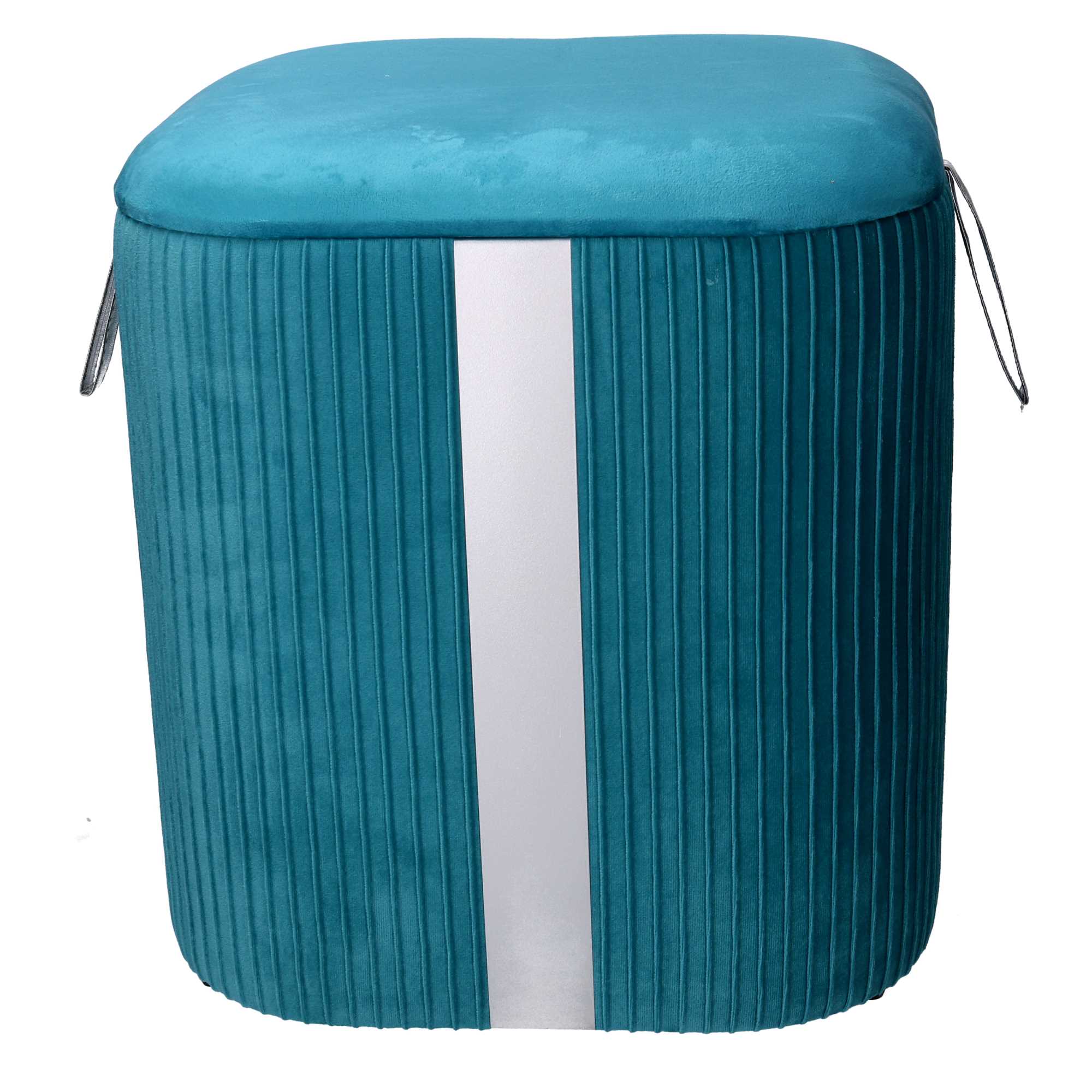 Set  3 Pouf Contenitore in Tessuto Velluto Turchese
