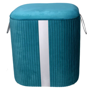 Set  3 Pouf Contenitore in Tessuto Velluto Turchese