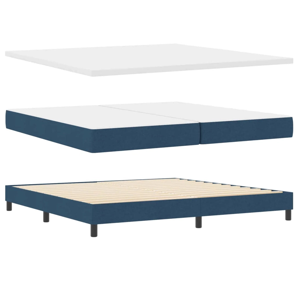 Letto a molle con materasso con led Blu 200 x 200 cm Tessuto