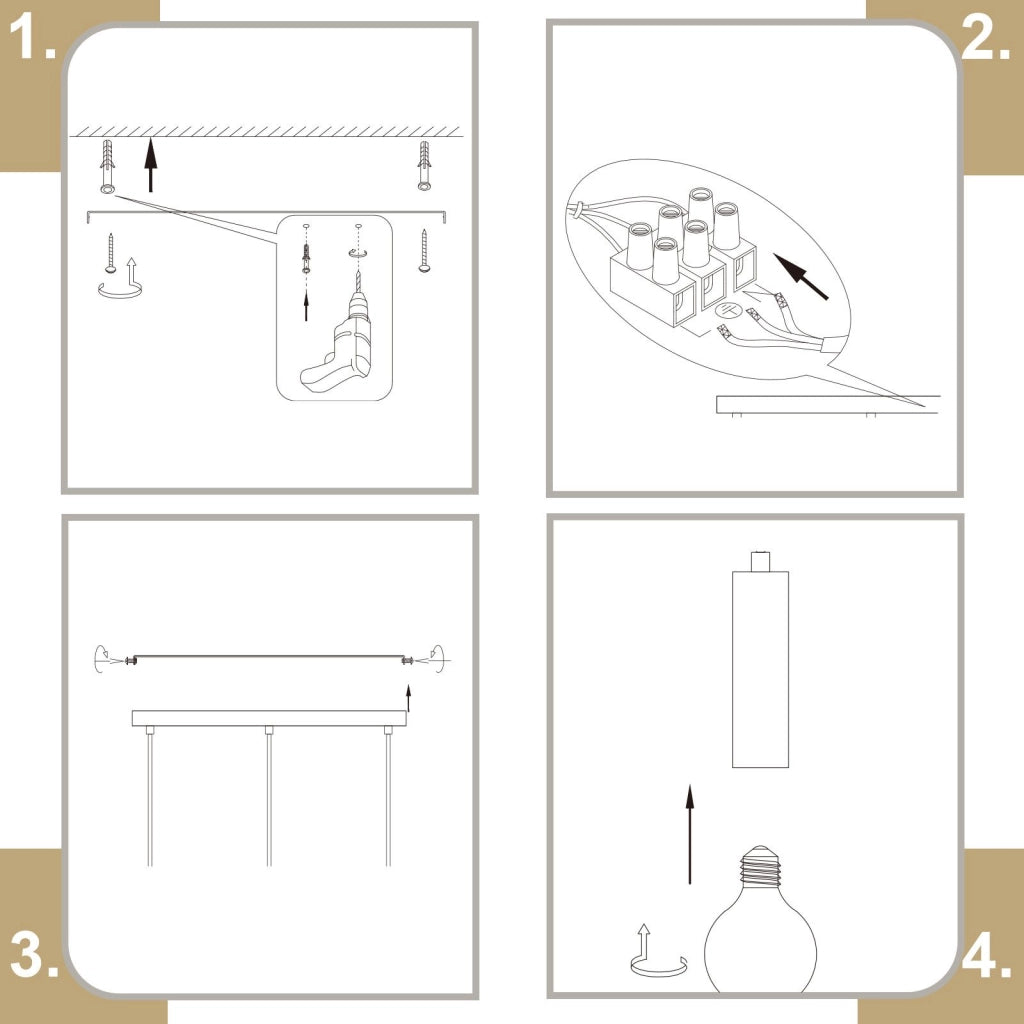 Lampada a sospensione ZMH per sala da pranzo oro 3 fiamme E27 135 cm lampada da soggiorno e cucina