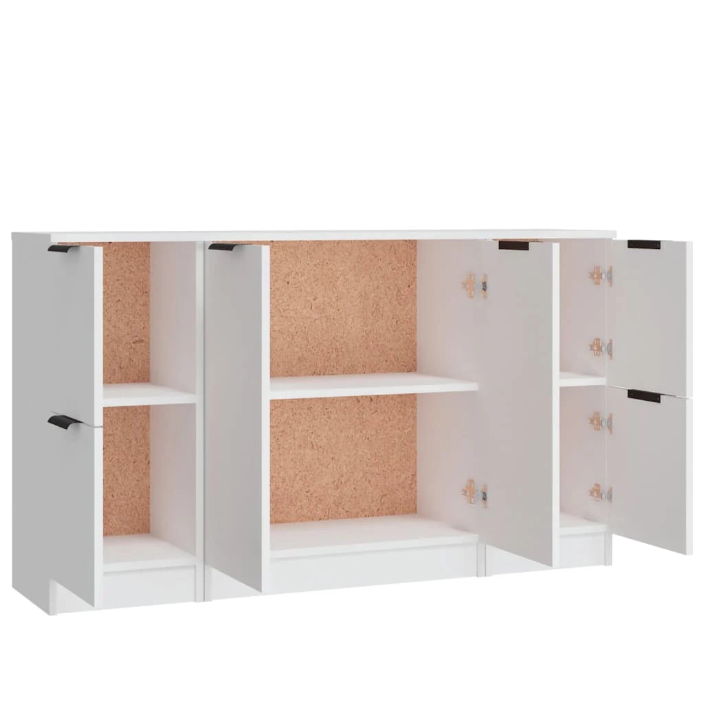 Buffet credenza cassettiera armadio mobile contenitore organizer per cucina soggiorno salotti 3 pezzi legno ingegnerizzato bianco 02_0037019