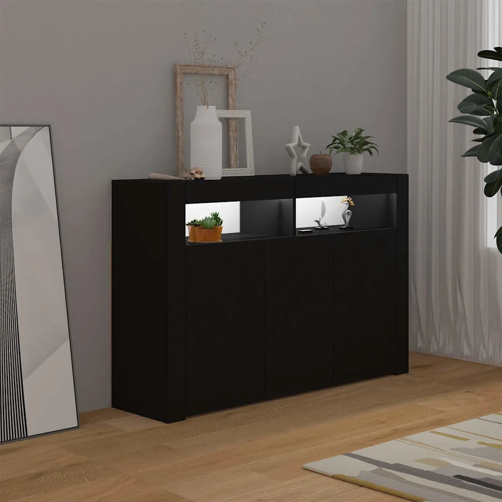 Credenza con Luci LED Nera 115,5x30x75 cm cod mxl 14078