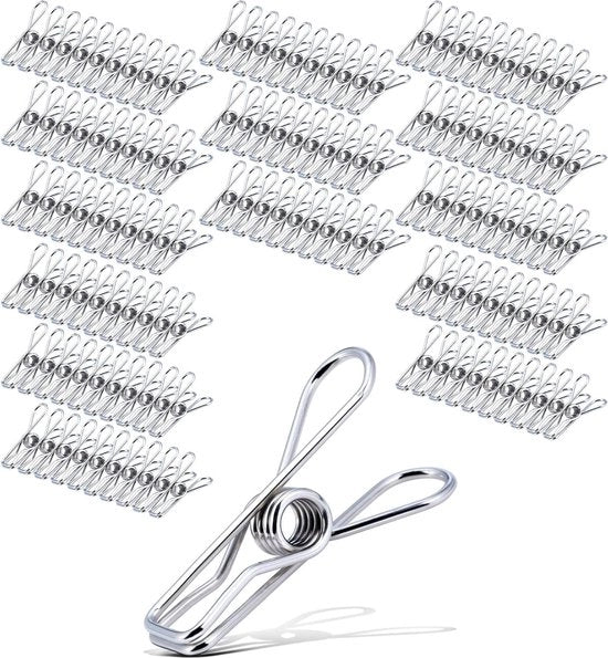 140 pezzi di attrezzi per stirare - acciaio inossidabile - pinze metalliche - argento - corda per appendere abbigliamento - snackseal - Asciugamano Abbigliamento Calze