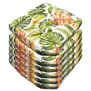 Set 6 Cuscini Sedia Cotone Foglie Palma Tropicali Multicolore Coprisedie Universali Lavabili