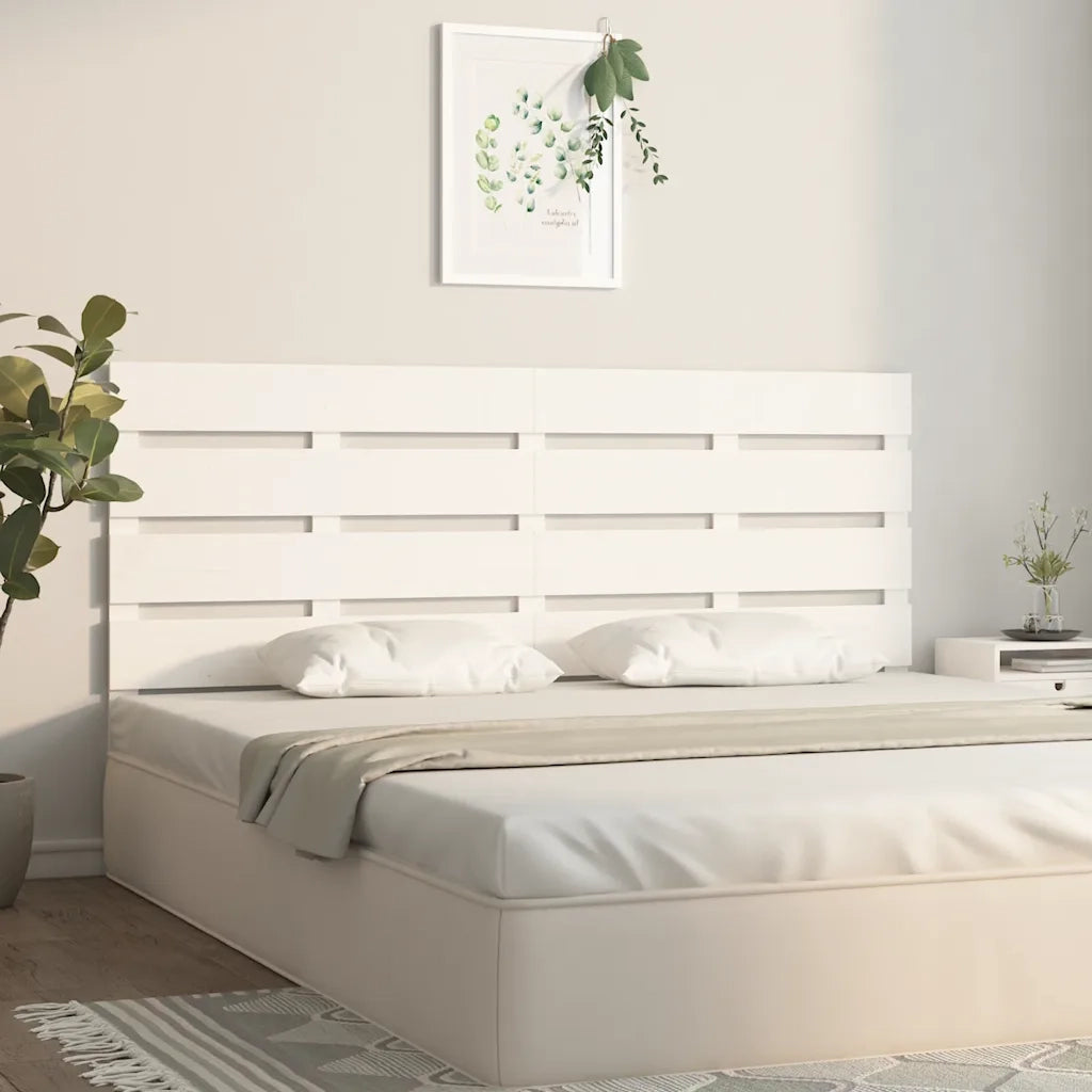 Testiera | Testata per Letto Bianca 180x3x80 cm in Legno Massello di Pino