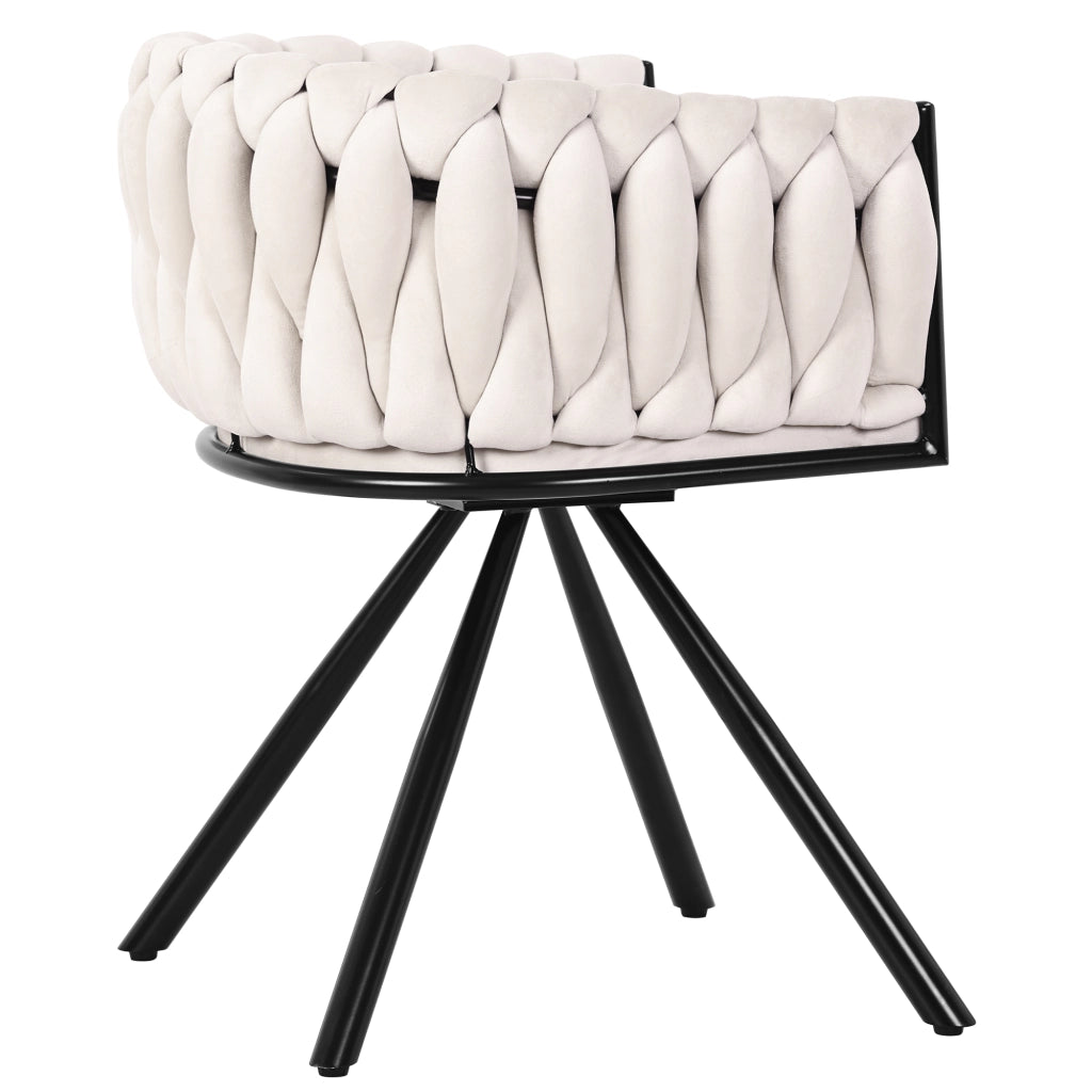 SEDIA GIREVOLE 360° Set da 4 pezzi in velluto beige con struttura in acciaio