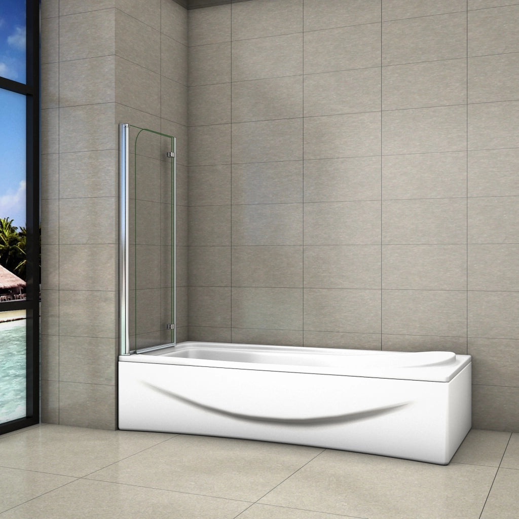 Parete Da Vasca Bagno Sopravasca Due Ante Movibili Pieghevoli Vetro 6 mm Temperato Anticalcare 110x140 cm