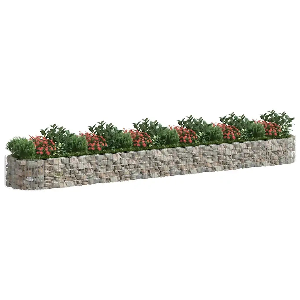 Gabbione con Fioriere | Cassetta per fiori | Letto Rialzato in Ferro Zincato 600x100x50 cm