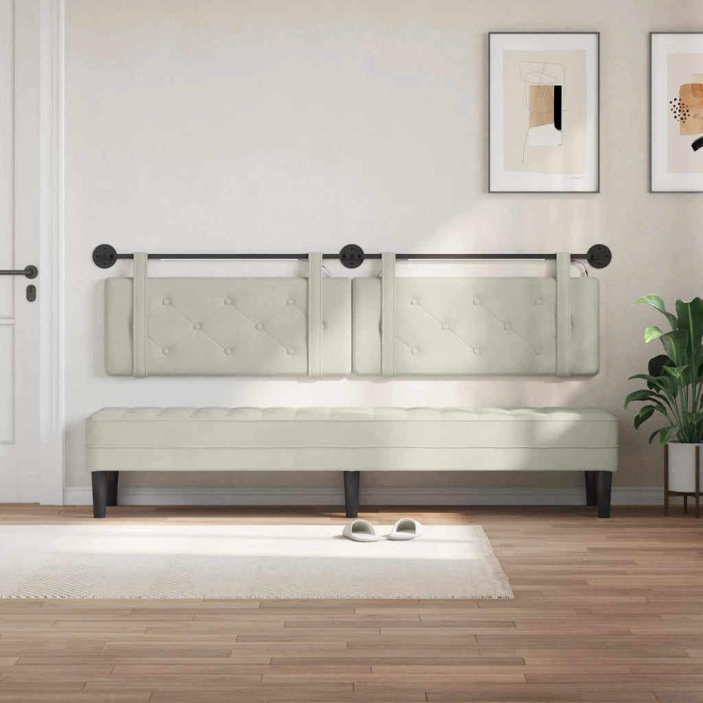 Testiera sospesa Con luce LED Crema Velluto