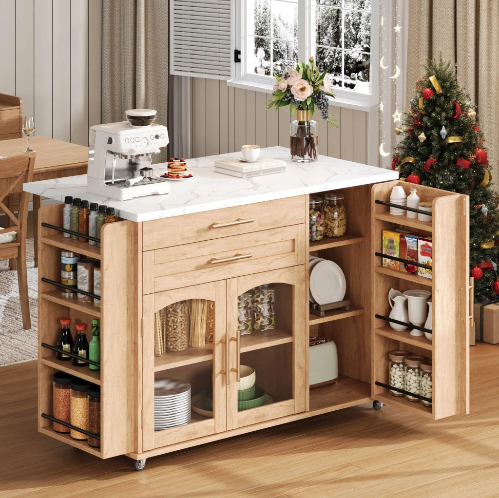 Isola cucina mobile con piano ribaltabile e ruote