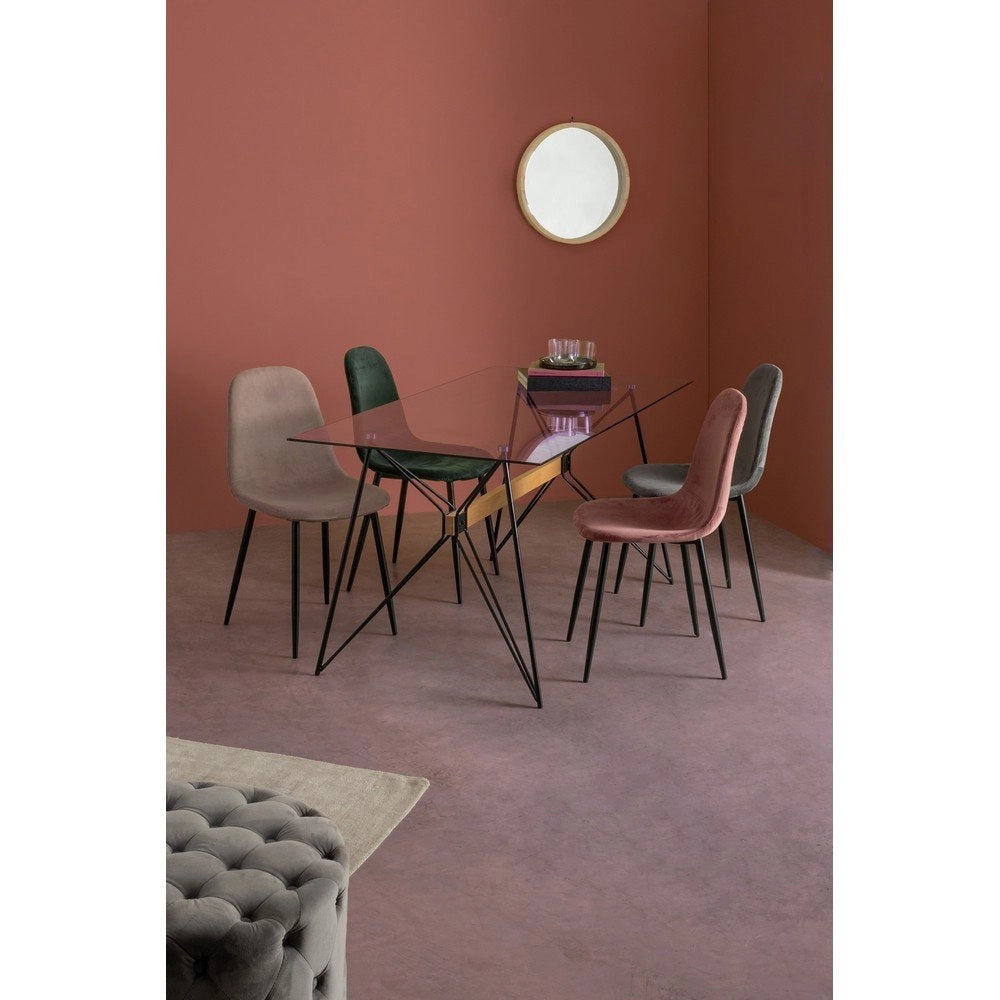 Tavolo Vetro Nero Industriale da Interno 160x80 cm - ELIAN