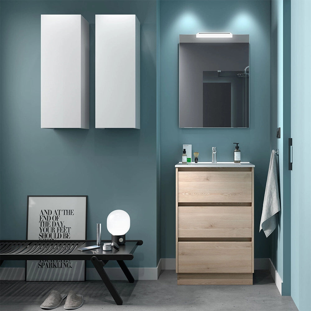 Mobile bagno 60 cm rovere bali con lavabo ad incasso Gaya