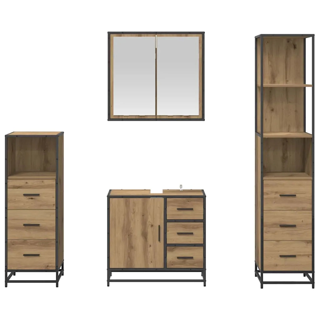 Set di mobili per il bagno con porta 4 pcs Rovere artigianale 3402330