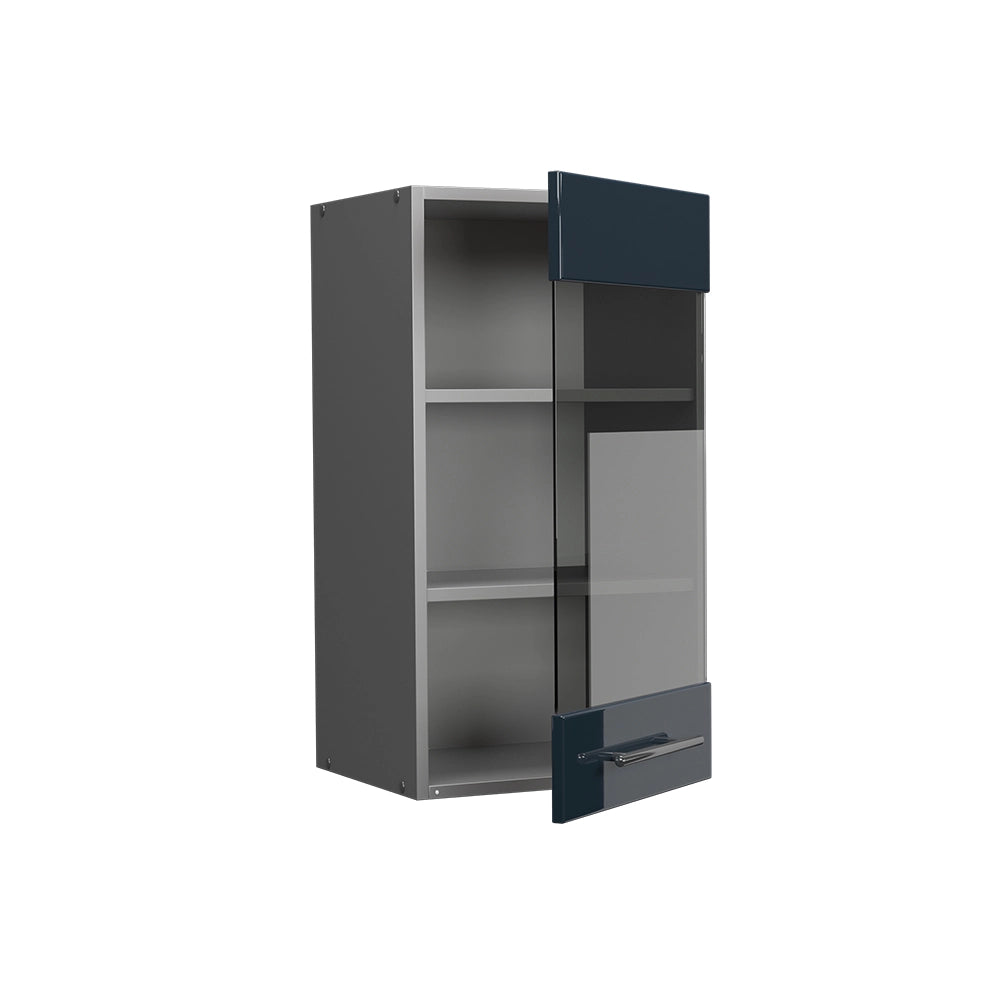 Vicco Mobile da cucina in vetro Blu scuro lucido 40 cm