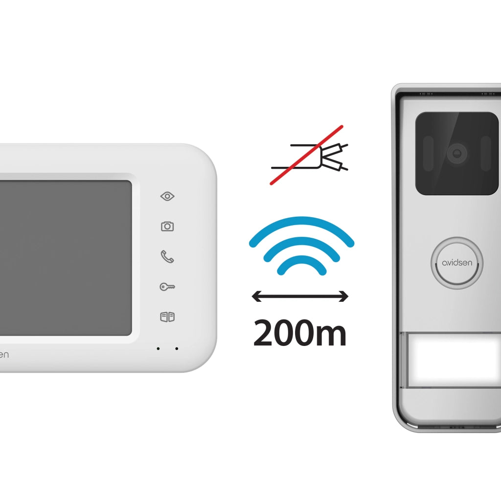 Videocitofono Wireless senza fili , Monofamiliare 7'' Elia Solar Wave con Pannello Solare - Avidsen