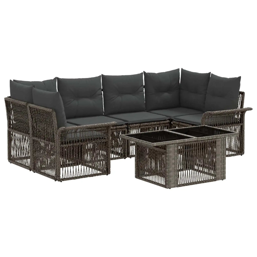Set Divano da Giardino 7 pz Grigio e Grigio Scuro polyrattan 3436598