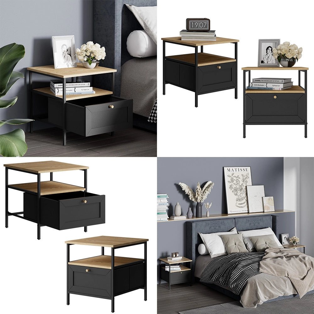 Vicco Comodino Nero 45 x 47 cm Set di 2