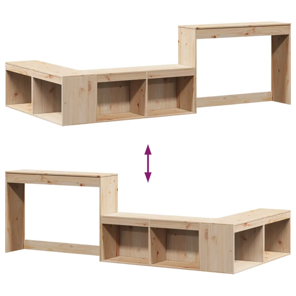 vidaXL Comodino con Scrivania 232x122x75 cm in Legno Massello di Pino