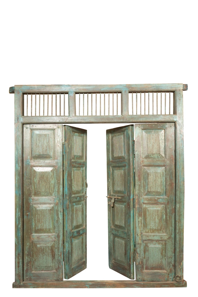 Biscottini Porta portone in legno massello e ferro da interno o da esterno vecchia e antica medievale scorrevole con telaio