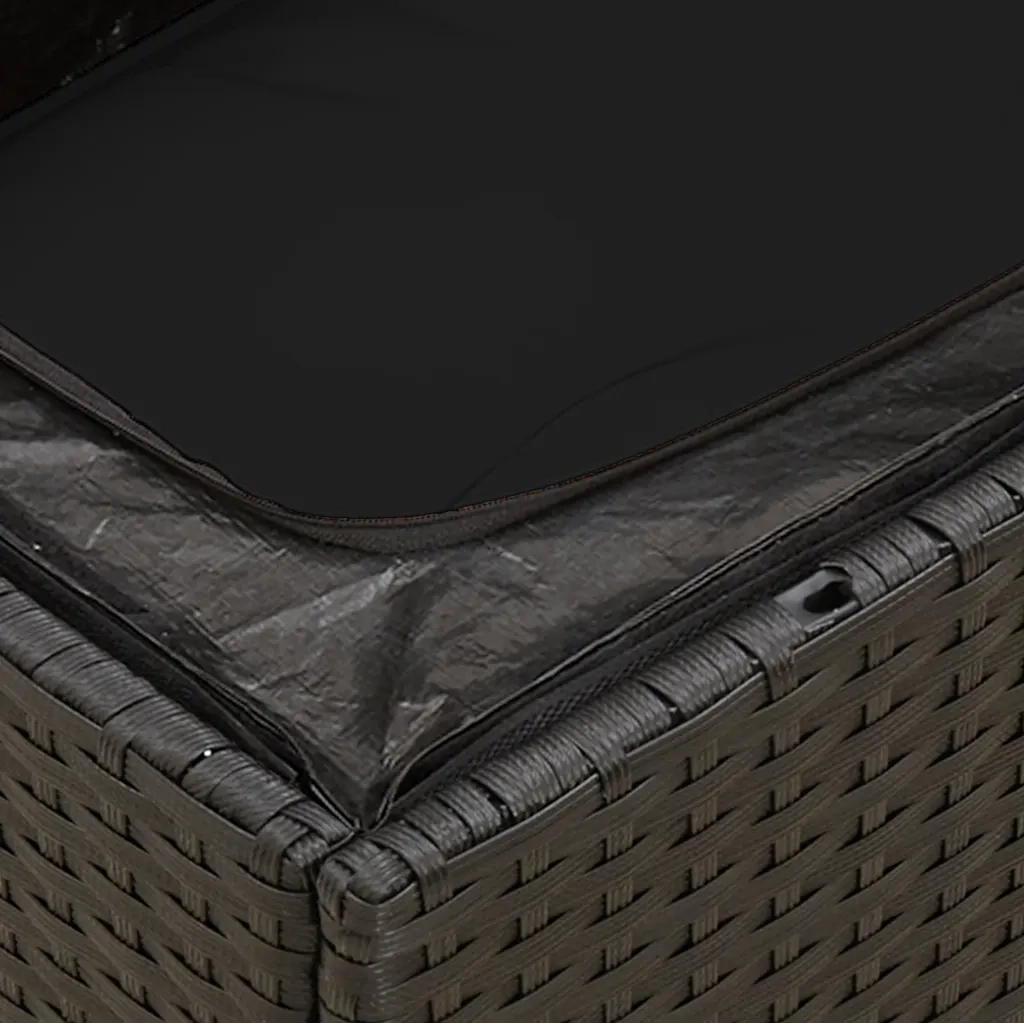 Divano da giardino angolare con cuscini nero in polyrattan 365985