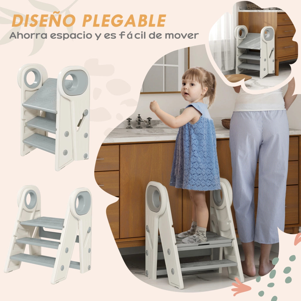 Scala di Apprendimento Regolabile per Bambini ¨C Minimal ¨C Grigio e Bianco 90x40x90