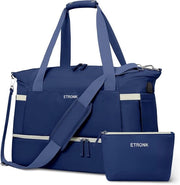 Borsa da viaggio per donna, weekender con tasca per scarpe e tasca umida, borsa da viaggio weekender per donna per viaggi in palestra yoga, valigetta a mano per aereo, blu marino, medio