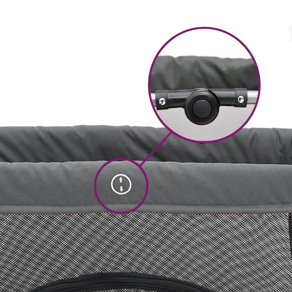Box per Bambini con Materasso Grigio Scuro Tessuto di Lino 10302
