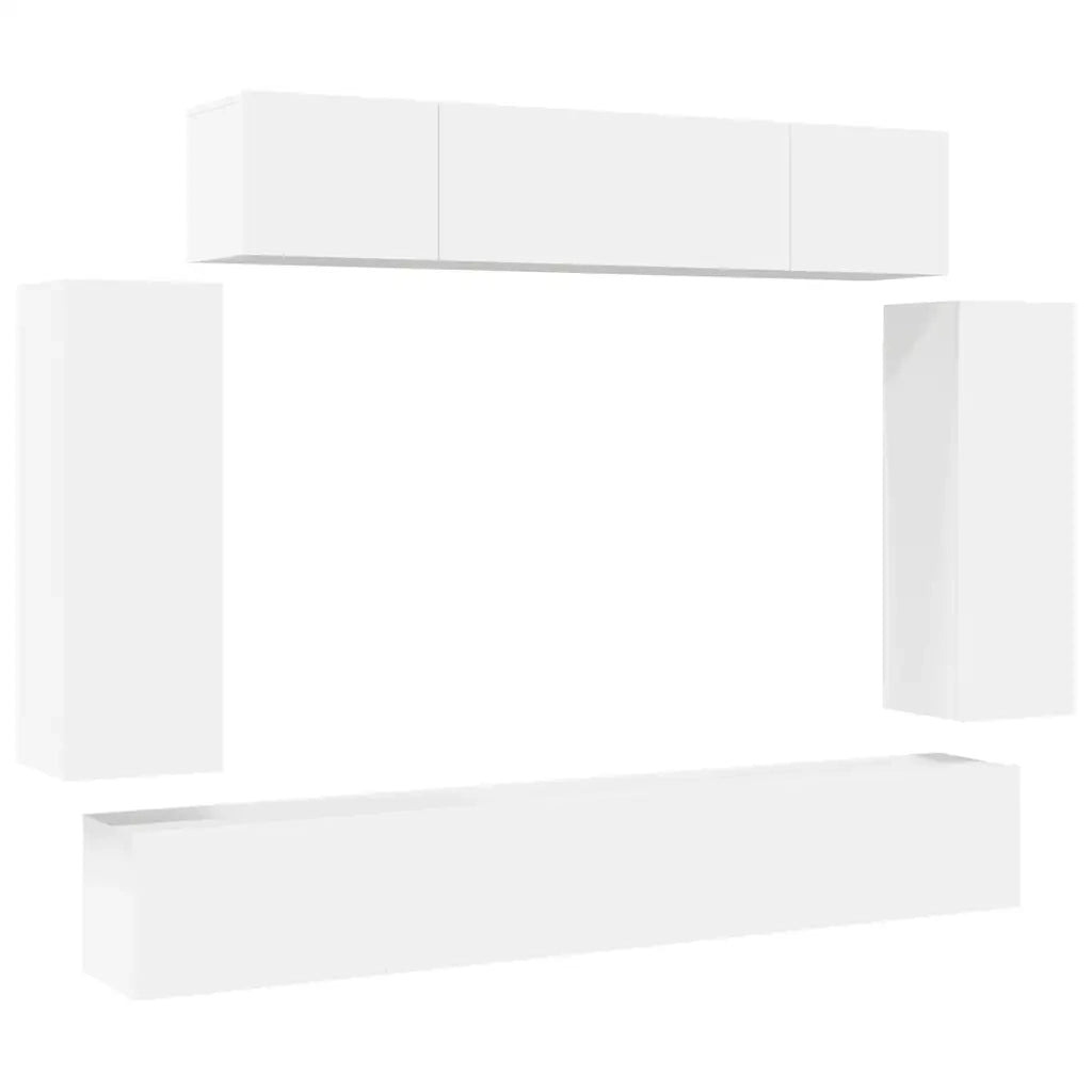 Set di Mobili Porta TV 6 pz-Credenza per TV Bianco in Legno Multistrato 111971