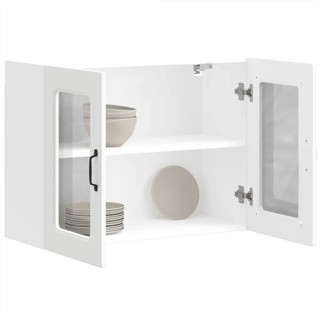 Pensile da Cucina con Porta in Vetro Kalmar Bianco Truciolato