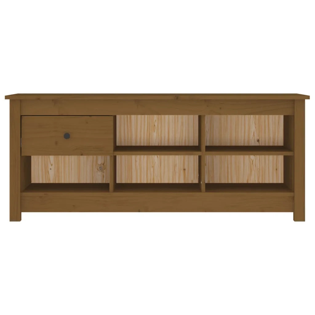 Scarpiera Marrone Ambra 110x38x45,5cm in Legno Massello di Pino 814597