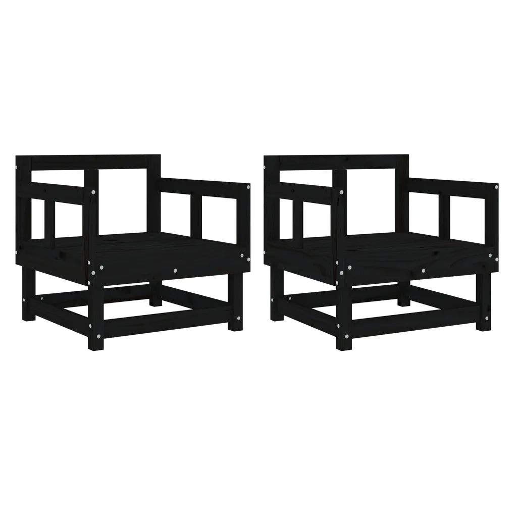 Sedia da patio-Sedie da Giardino 2 pz Nere in Legno Massello di Pino 231446