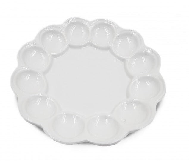 Piatto Vassoio Aperitivo Scomparti per Salse in Porcellana Bianco 25 cm