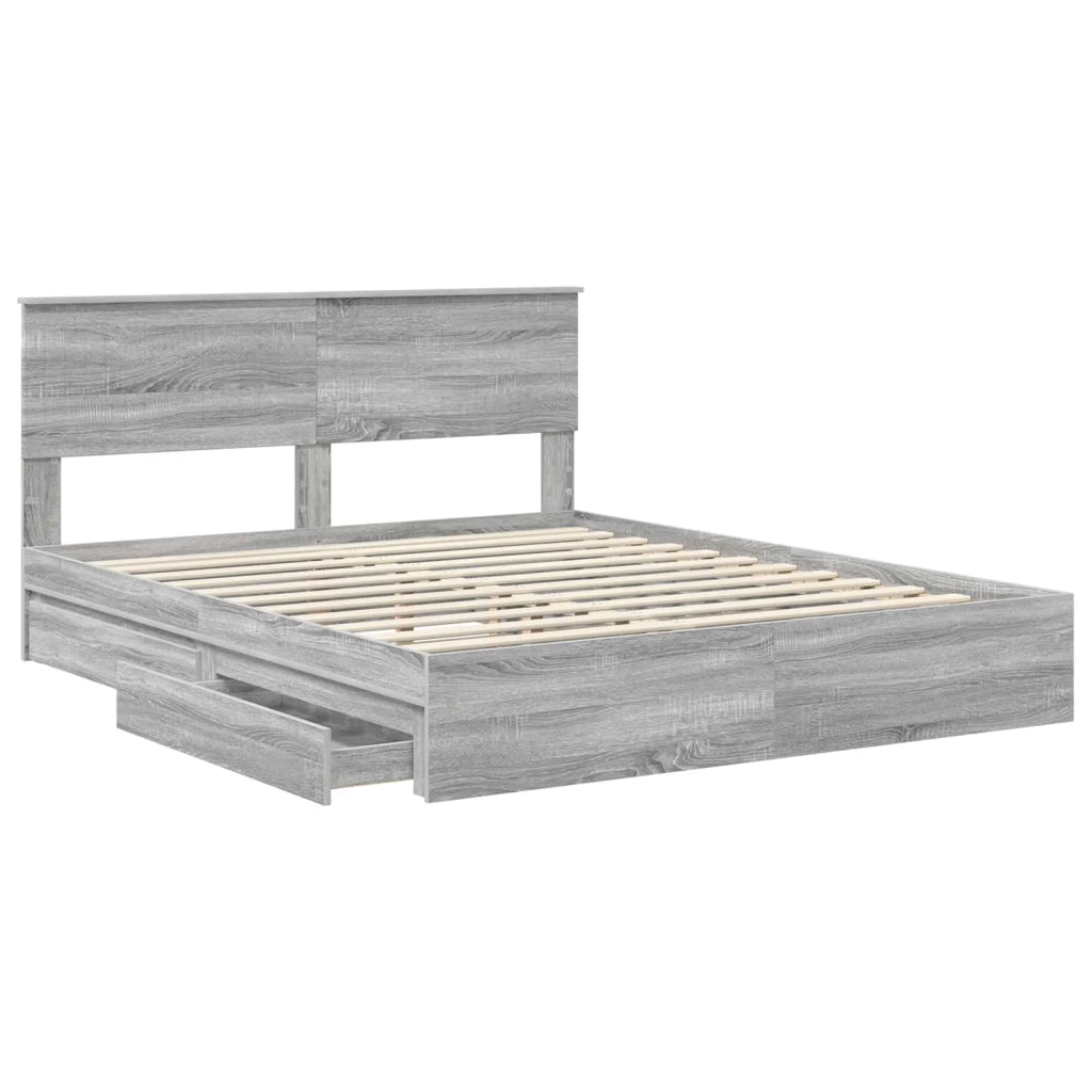 Letto con Contenitore con testiera Grigio Sonoma 160 x 200 cm 3410782