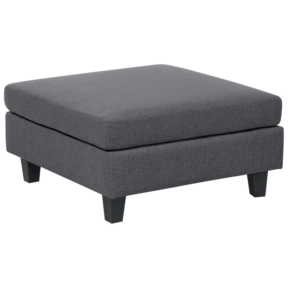Pouf Poggiapiedi Rivestito Tessuto Grigio Scuro Quadrato Minimalista Moderno