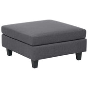 Pouf Poggiapiedi Rivestito Tessuto Grigio Scuro Quadrato Minimalista Moderno