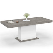 IDMarket - Tavolo da pranzo rettangolare allungabile EDEN 6-10 persone in cemento e bianco 160-200 cm
