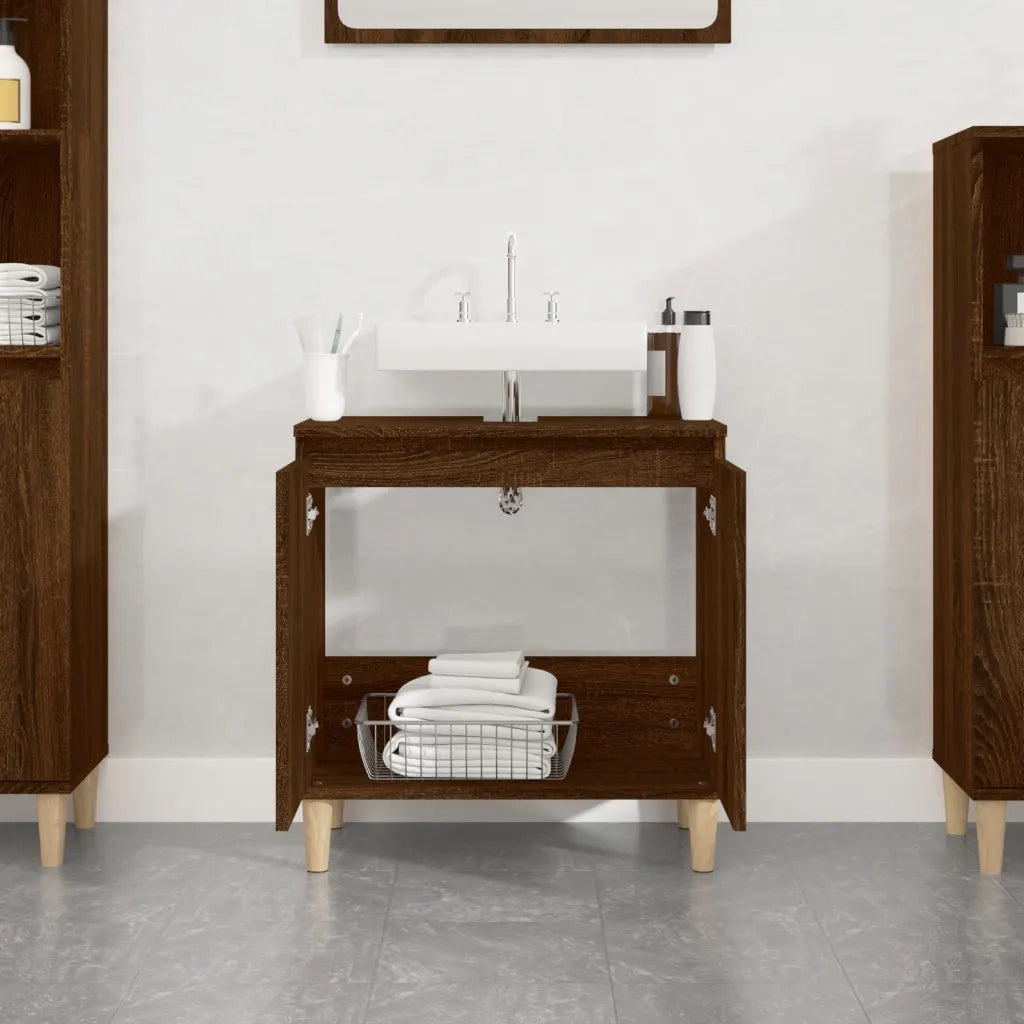 Mobile Lavabo Rovere Marrone 58x33x60 cm in Legno Multistrato 821259