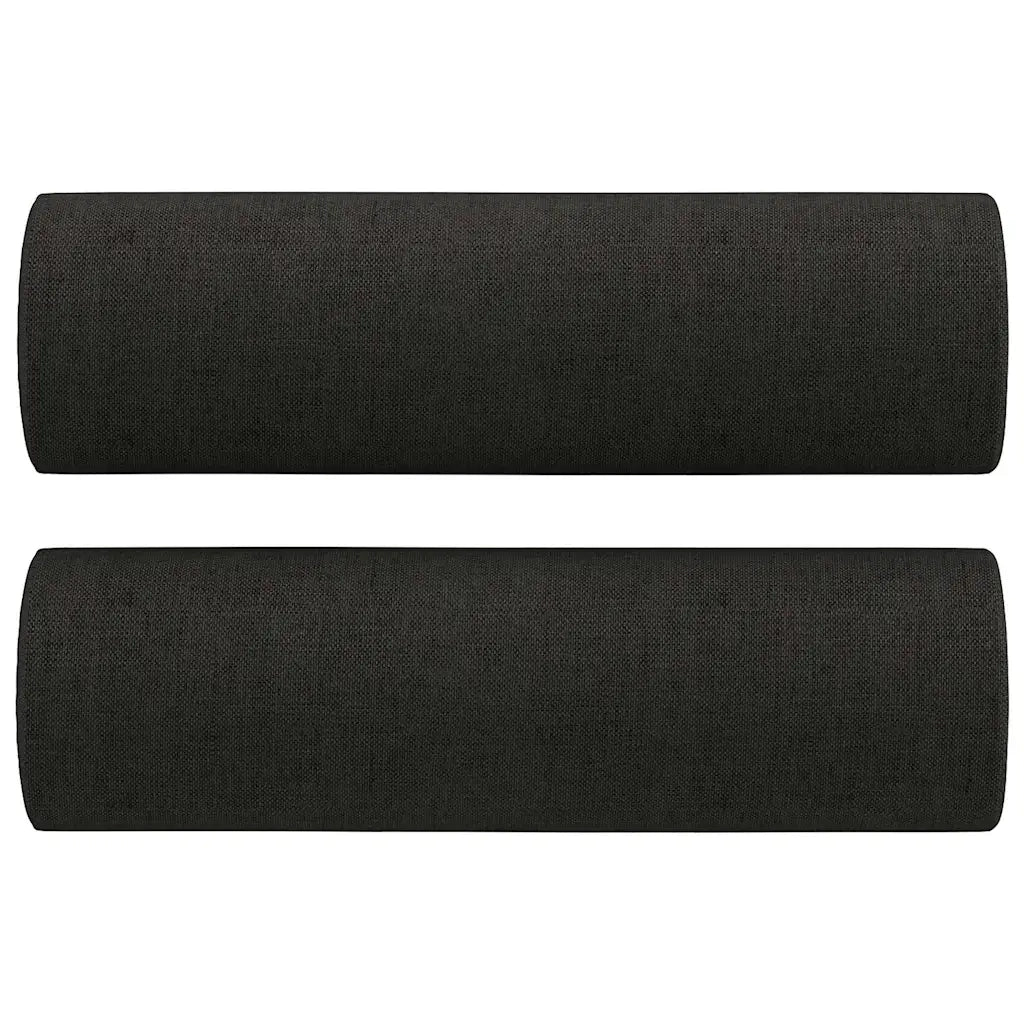 Set Divani 3 pz con Cuscini Nero in Tessuto
