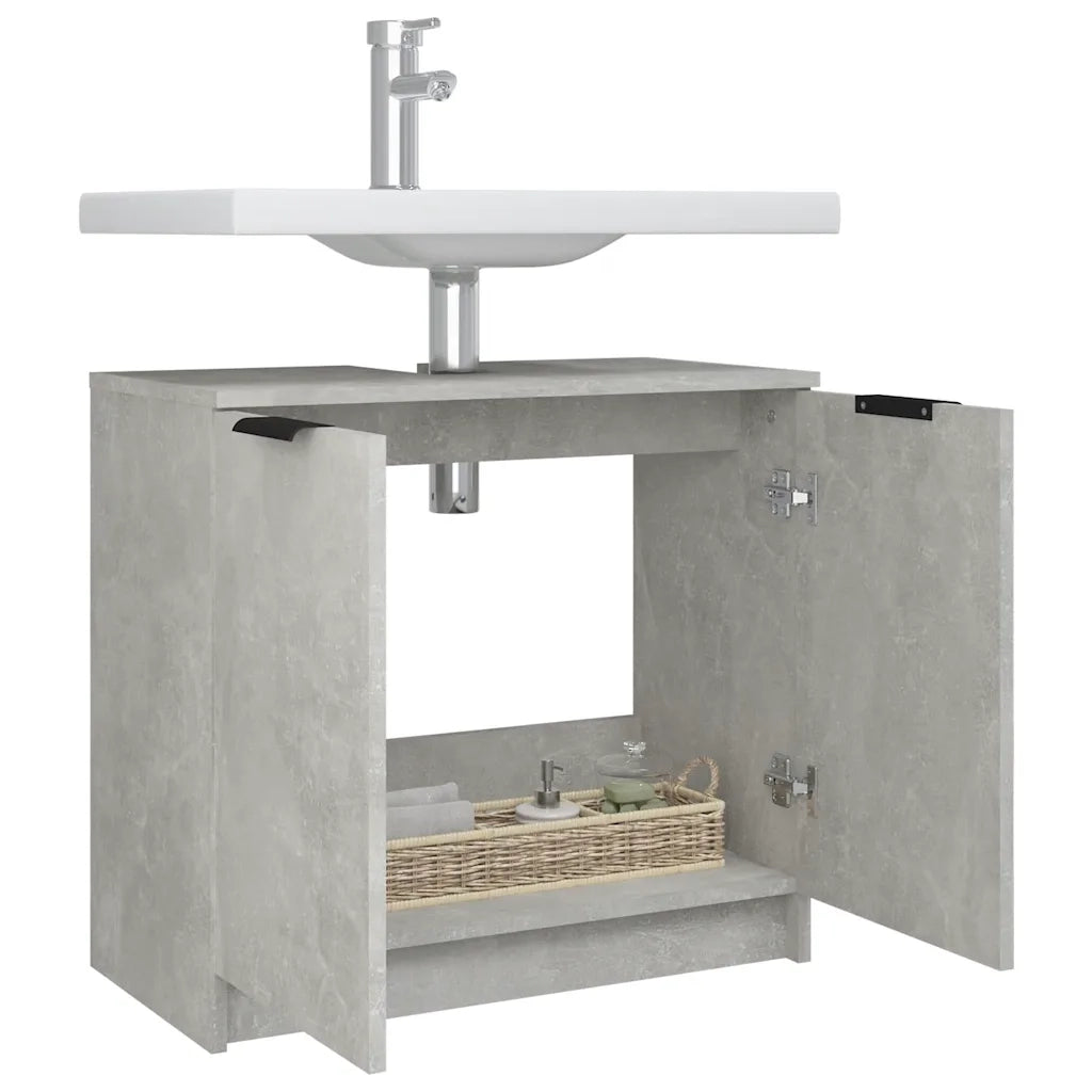 Mobile Bagno Grigio Cemento 64,5x33,5x59cm in Legno Multistrato cod mxl 40673