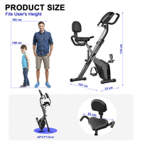 Cyclette pieghevole per la casa - RATTANTREE - Portante 150 kg, portata con resistenza magnetica regolabile e display LCD fitness bike con sensori a pulsazioni manuali - Nero